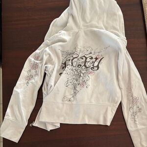 Roxy Cream Graphic Fitted Zipper Hoodie